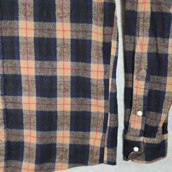 Gitman Bros Vintage Flannel Shirt Men’s Large Made In USA Brown blue Plaid Long - Picture 3 of 10